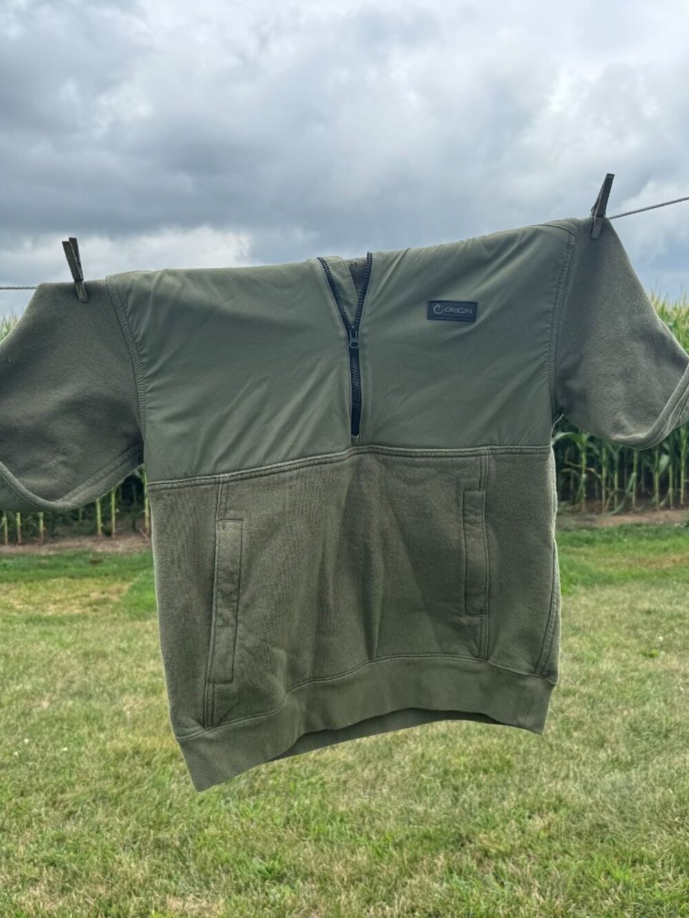 Origin Heavy Half Zip Hoodie Olive Drab Large